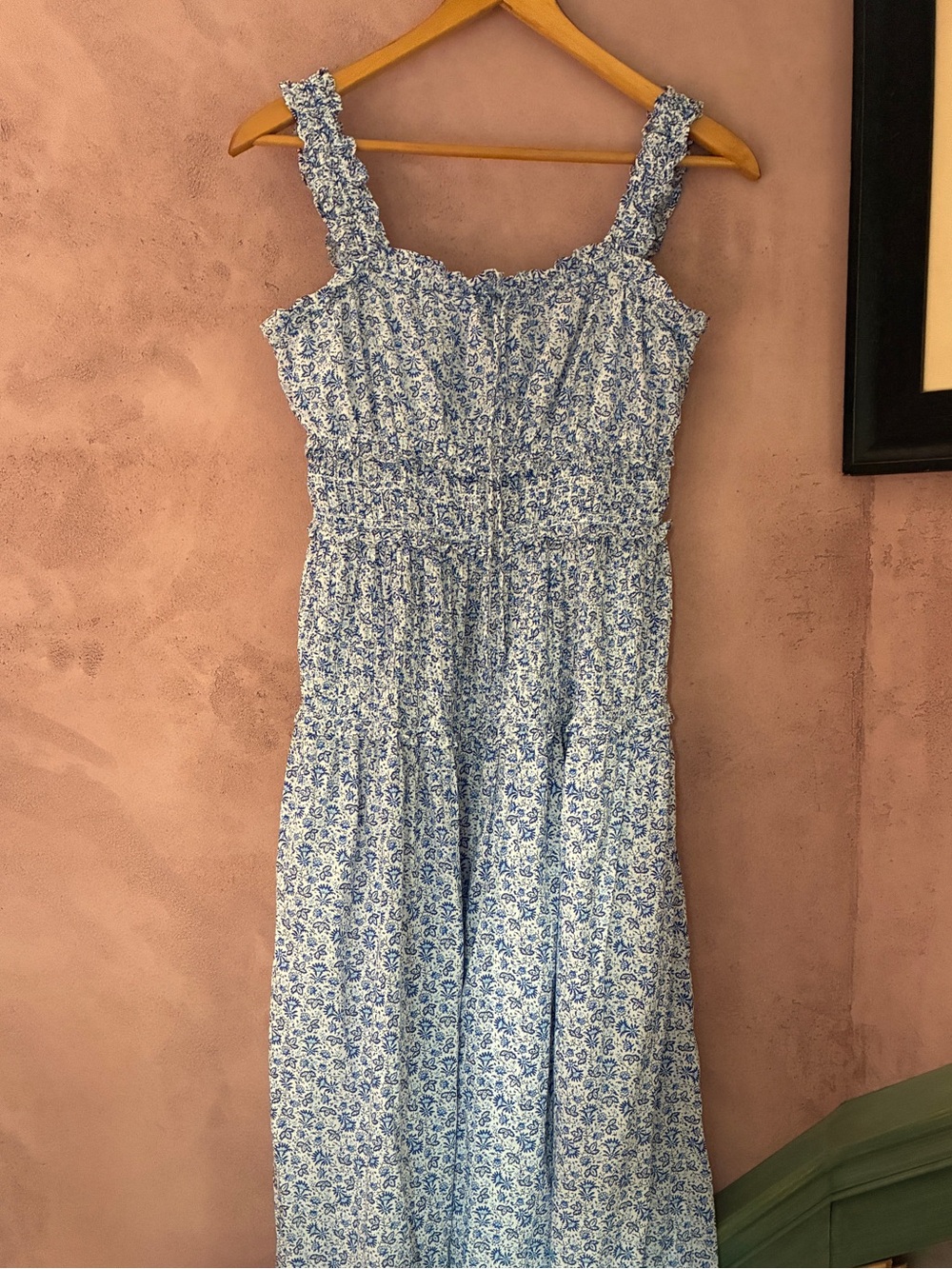 GAP x Doen Blue and White Floral Maxi Dress